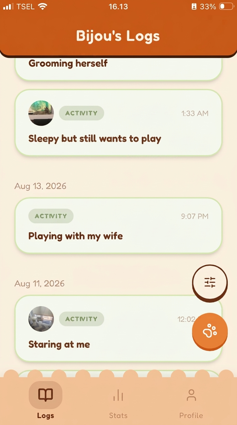 PetLogs Logs Screen